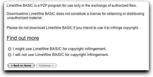 Limewire download: are you going to use it to infringe on copyrighted material?