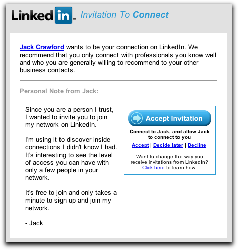 LinkedIn: Invitation to Connect