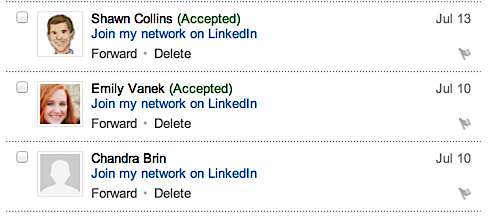 LinkedIn: Invitations Sent and their status