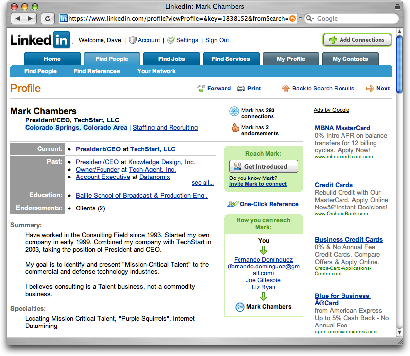 LinkedIn User Profile