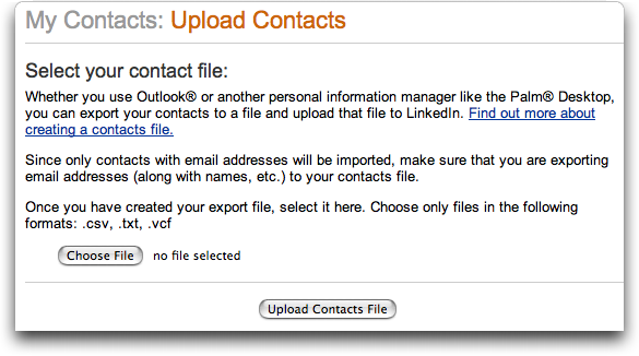 LinkedIn: Upload Contacts