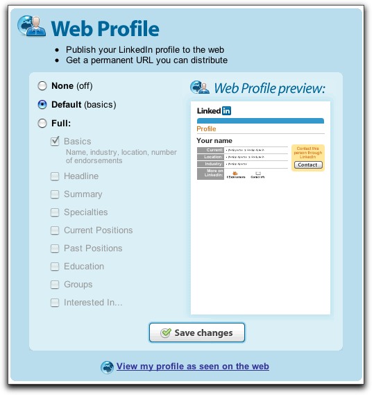 LinkedIn Web Profile