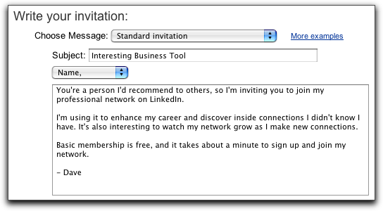 LinkedIn: Write Invitation