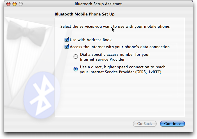 Mac OS X: Bluetooth setup assistant