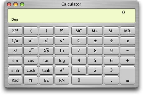 Mac OS X Calculator: Scientific View