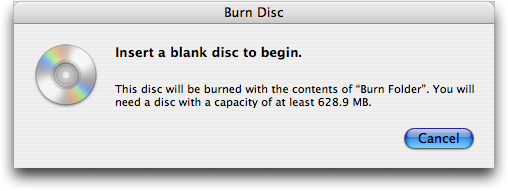 Burning a CD on Apple Mac OS X