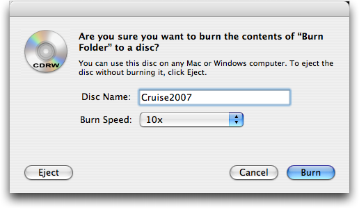 Burn Folder: Burning a CDRW on Apple Mac OS X