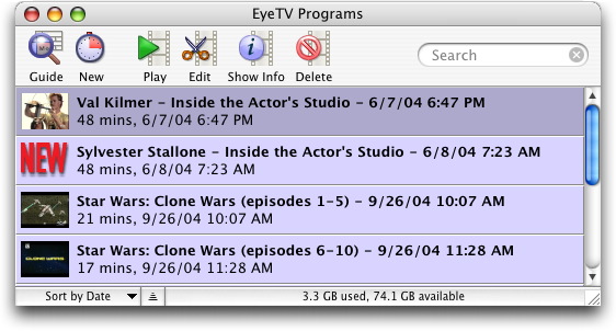 Mac ElGato Systems EyeTV Program