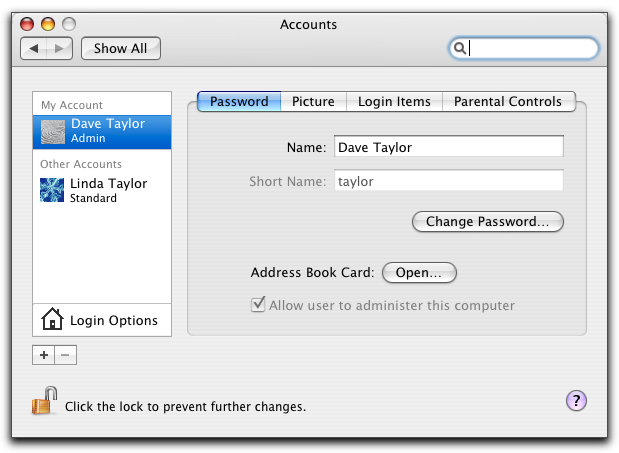 Setting Account Preferences in Mac OS X