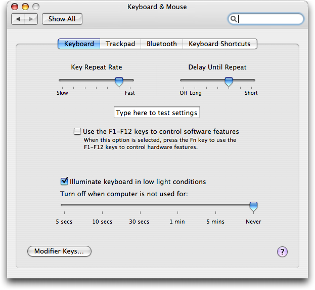 Mac OS X: System Preferences: Keyboard and Mouse (Trackpad)