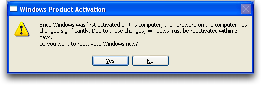 Mac Parallels: Windows XP: Re-Activation?