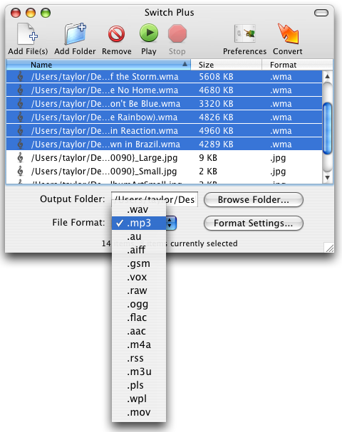 Switch for Mac OS X: audio converter