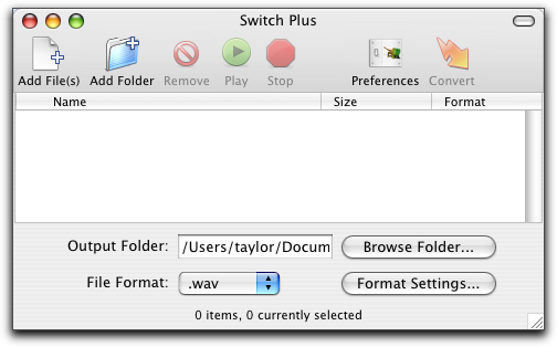 Switch for Mac OS X: audio converter