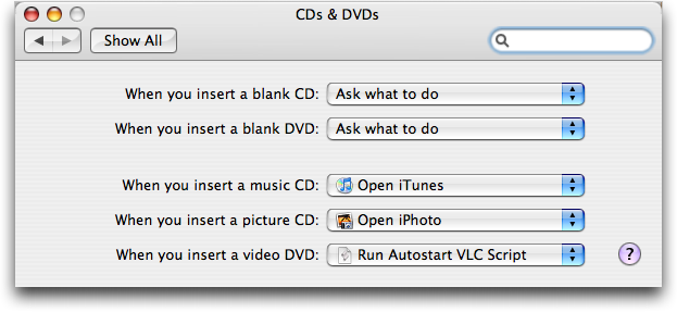 Mac OS X: Run VLC, not DVD Player, on seeing new DVD disk