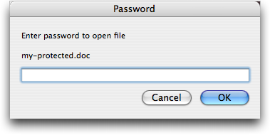 Entering a document password in Microsoft Word for Mac OS X