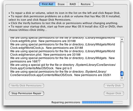 Mac OS X: Disk Utility: In Progress