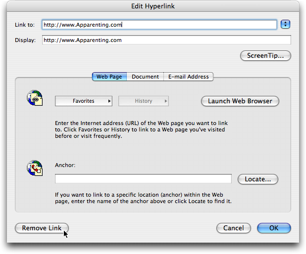 Microsoft Powerpoint for Mac / Autolink hyperlink URL: Edit
