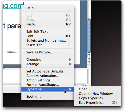 Microsoft Powerpoint for Mac / Autolink hyperlink URL