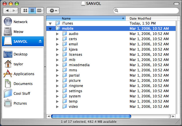 Motorola SLVR: Browsing the Filesystem