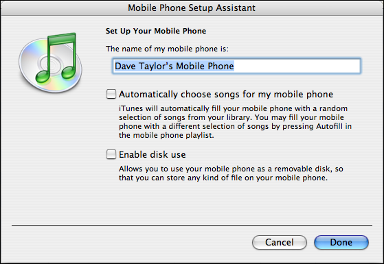 Motorola SLVR: iTunes Mobile Phone Setup Assistant