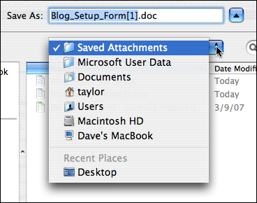 Microsoft Word for Mac OS X: Email Attachment Directory / Folder