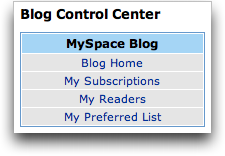 MySpace Blog Control Center