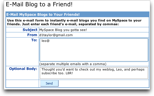 Dave Taylor's MySpace Blog: Invite a Friend