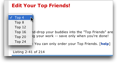 Change How Many Top Friends in your MySpace Profile Are Shown