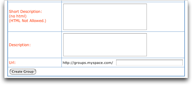 MySpace: Create New MySpace Group #3