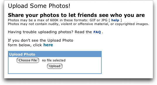 MySpace: Create New MySpace Group: Upload Photos!