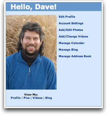 MySpace: Home photo menu options