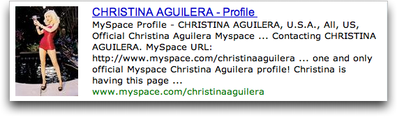MySpace Profile Match: Christina Aguilera