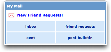 MySpace: Inbox / Mailbox / Friend Requests / Post Bulletin