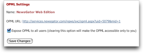 NewsGator Online: Web Edition: OPML Settings