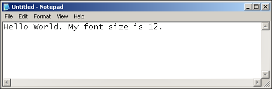 Windows Notepad with fontsize 12 default