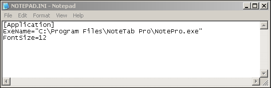 Windows Notepad INI file