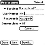 Setting up the Bluetooth network connection for Palm Treo / Clie Internet Connection