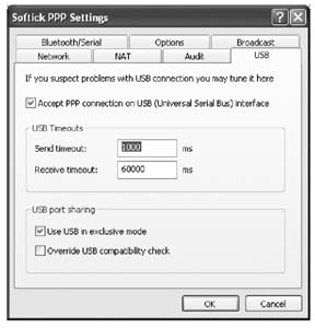Setting Softick PPP to use exclusive mode on the USB port for Palm Treo / Clie Internet Connection