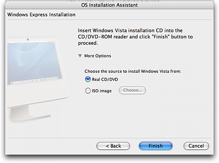 Parallels Installing Microsoft Vista on a Mac: Insert Vista DVD