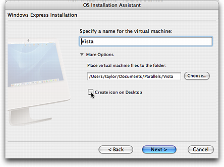 Parallels Installing Microsoft Vista on a Mac: VP Name