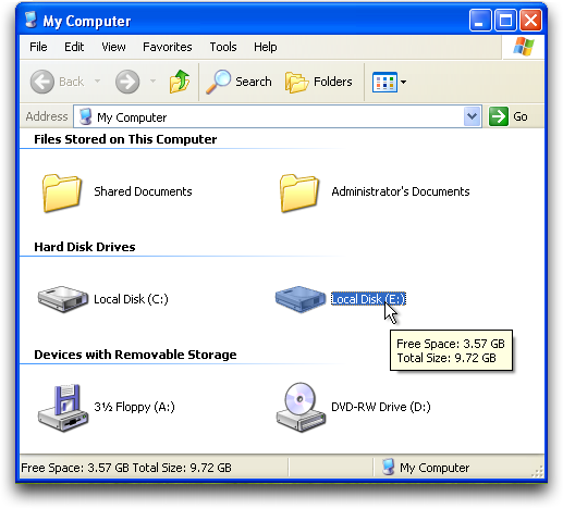 Parallels with Two Hard Drives in 'My Computer' (Mac OS X / Windows XP)
