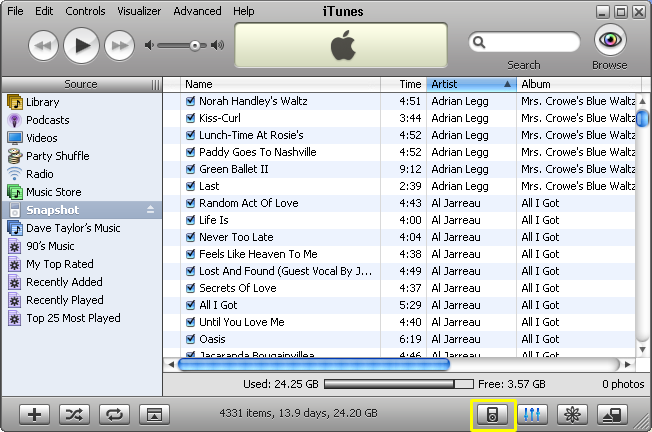 Apple's iTunes running on Windows XP