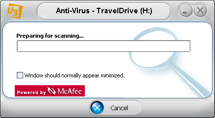 McAfee U3 software: Preparing for Scan