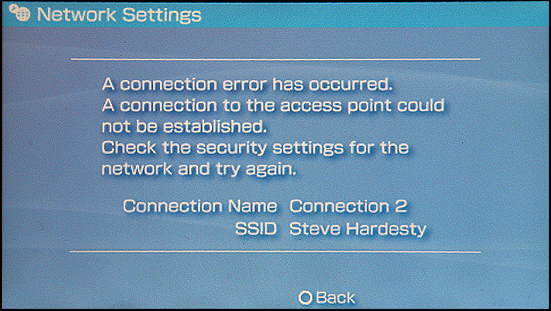 Sony PSP: Network Connection Error