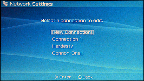 Sony PSP: Settings: New Connection