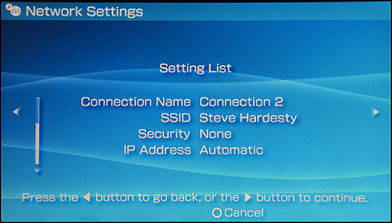 Sony PSP: Setting List