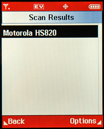 Motorola RAZR V3c: Bluetooth Device Scan Results