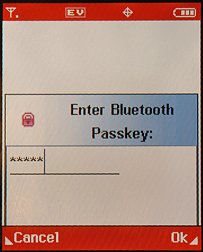 Motorola RAZR V3c: Enter Bluetooth Passkey