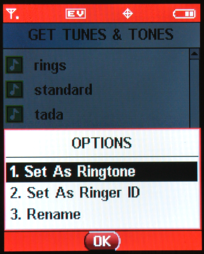 Motorola RAZR V3c: Set As Ringtone