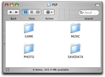 Sony PSP mounted via USB on Mac desktop